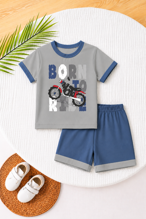 Born To Ride Printed Short Set