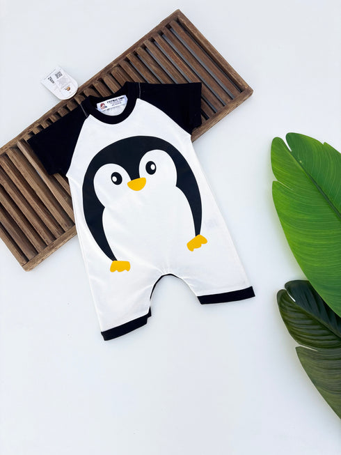 Penguin Printed Black & White Romper