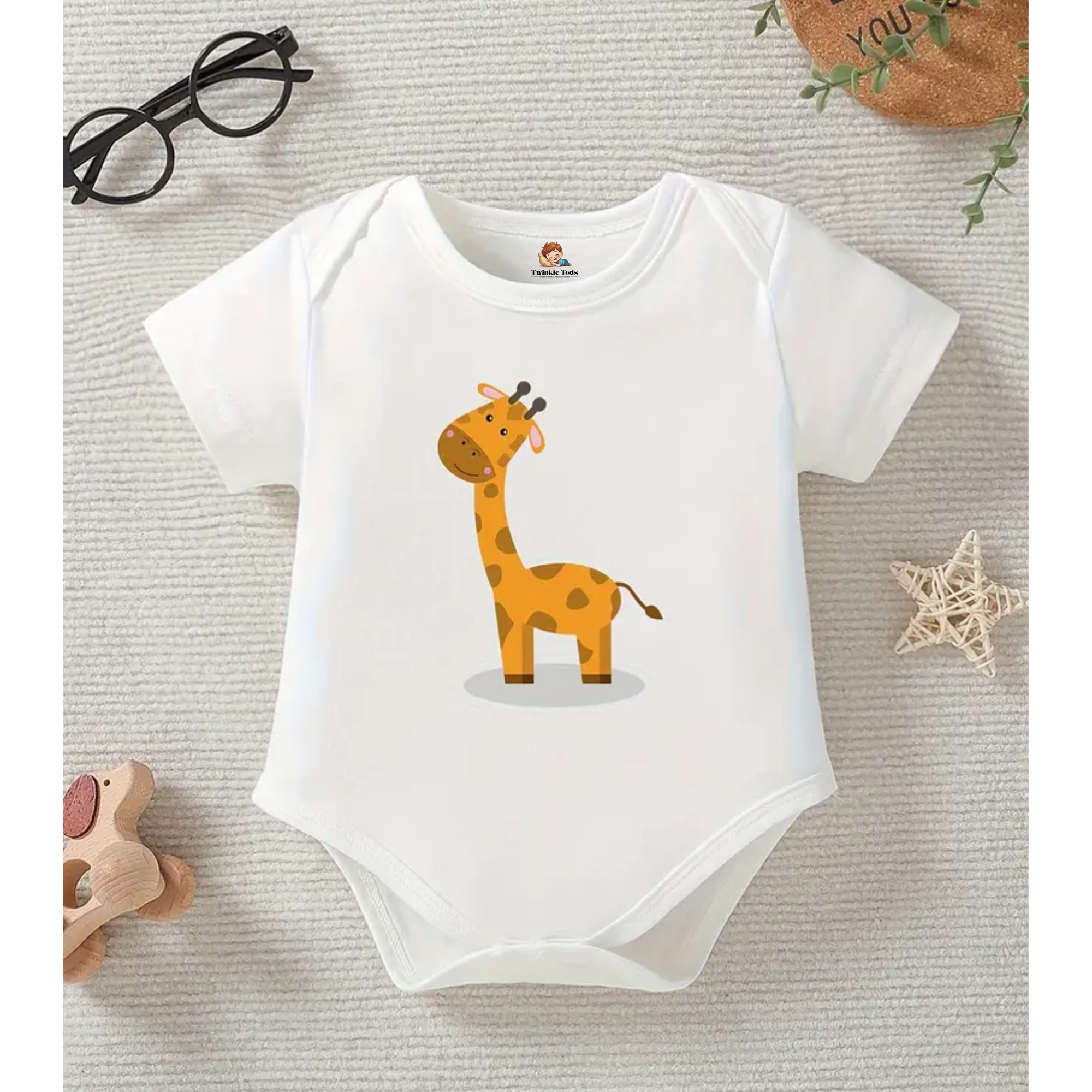 Giraffe Printed Romper (White)