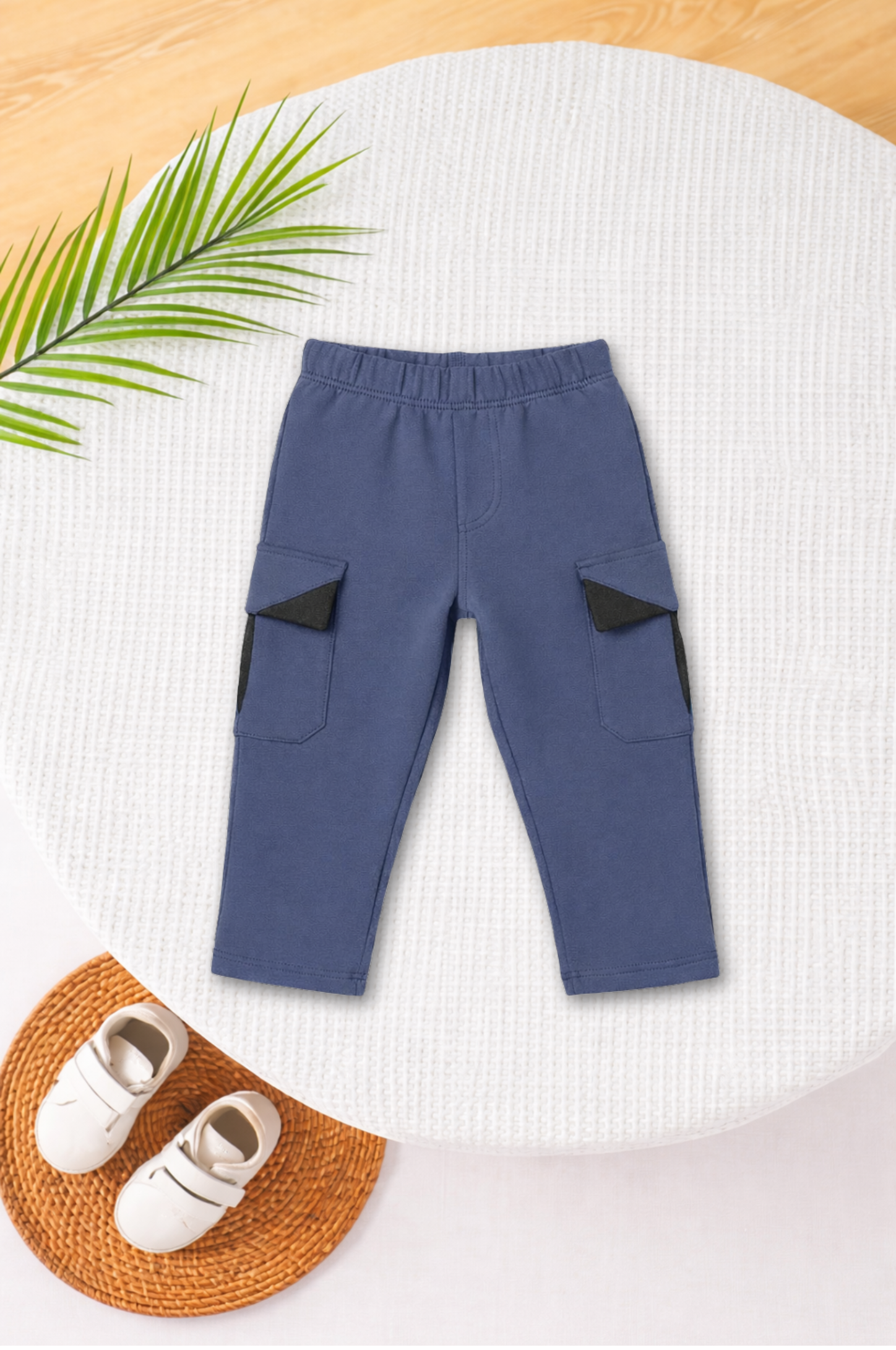 Dual Tone Cargo Pants (Steel Blue & Black)