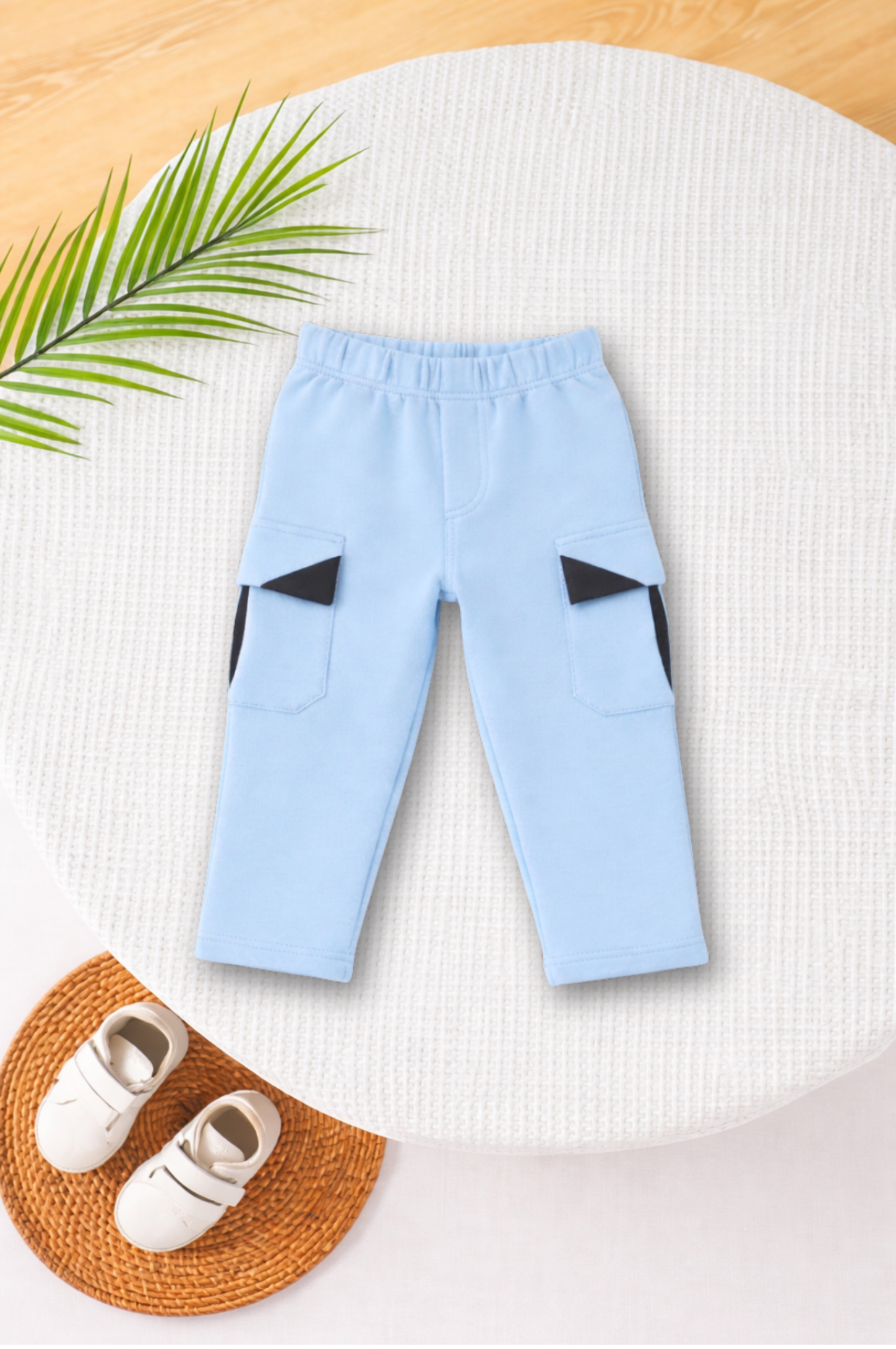 Dual Tone Cargo Pants (Sky Blue & Black)