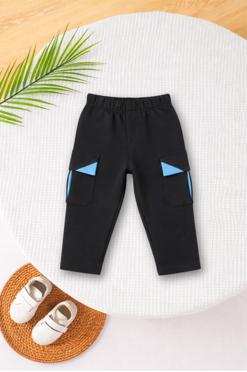 Dual Tone Cargo Pants (Black & Sky Blue)