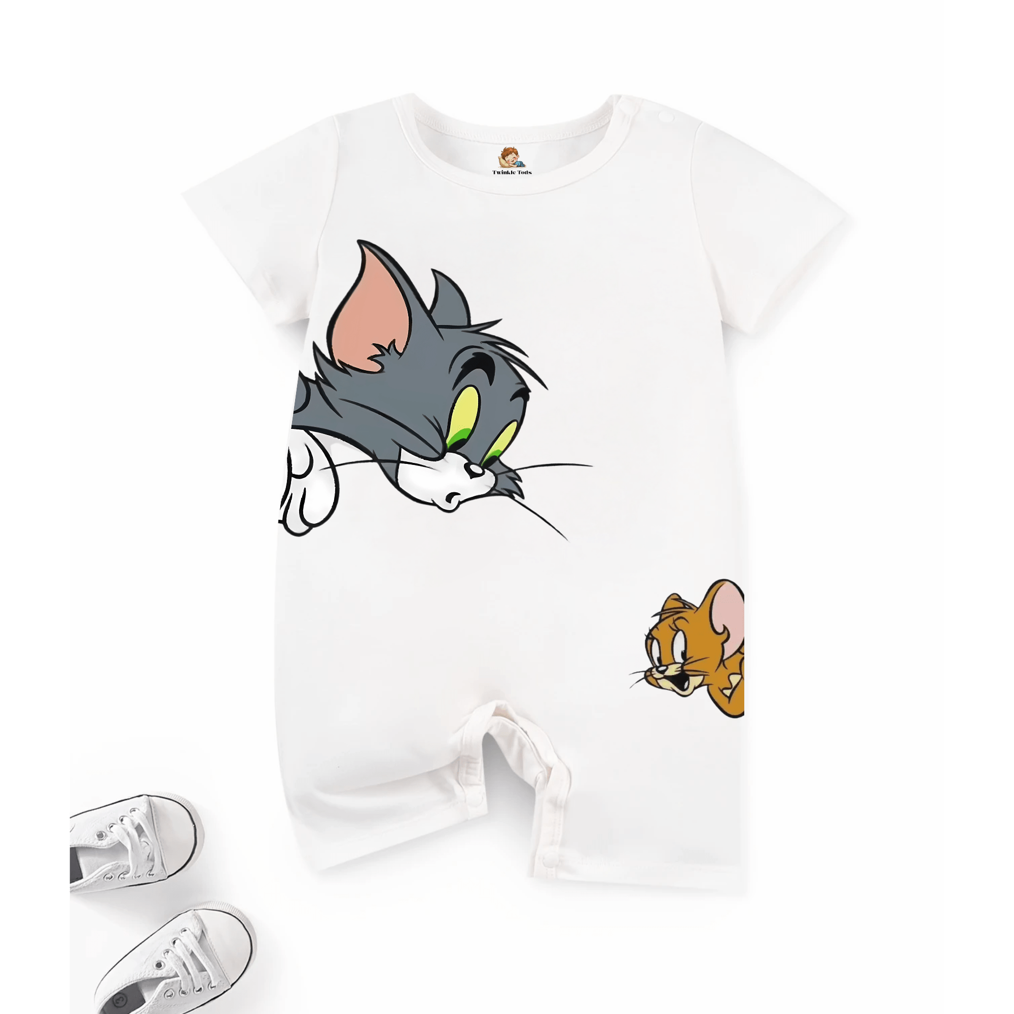 Tom & Jerry Printed Romper (White)