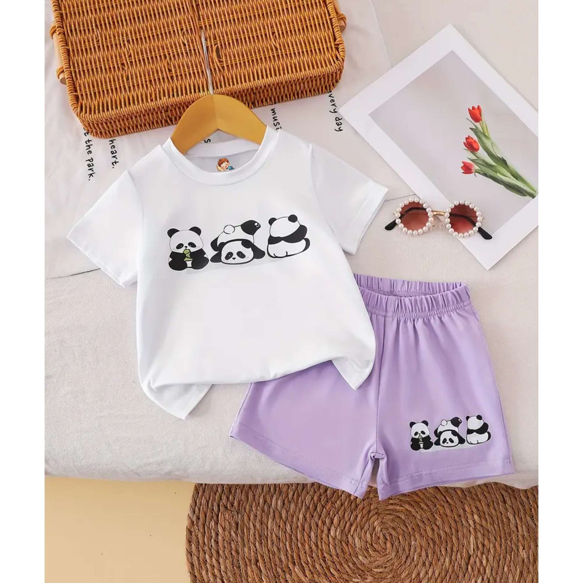 Cute Panda Printed Short Set