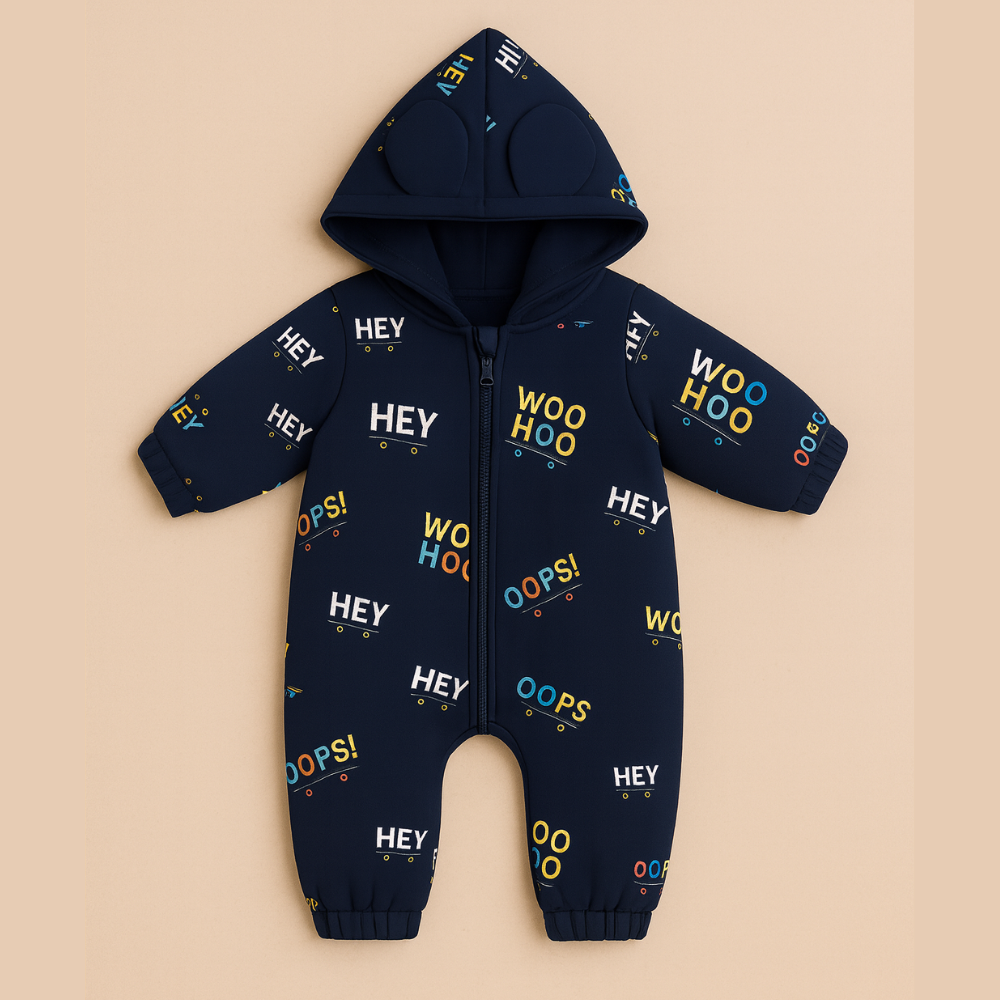 Playful Print Hooded Sleepsuit