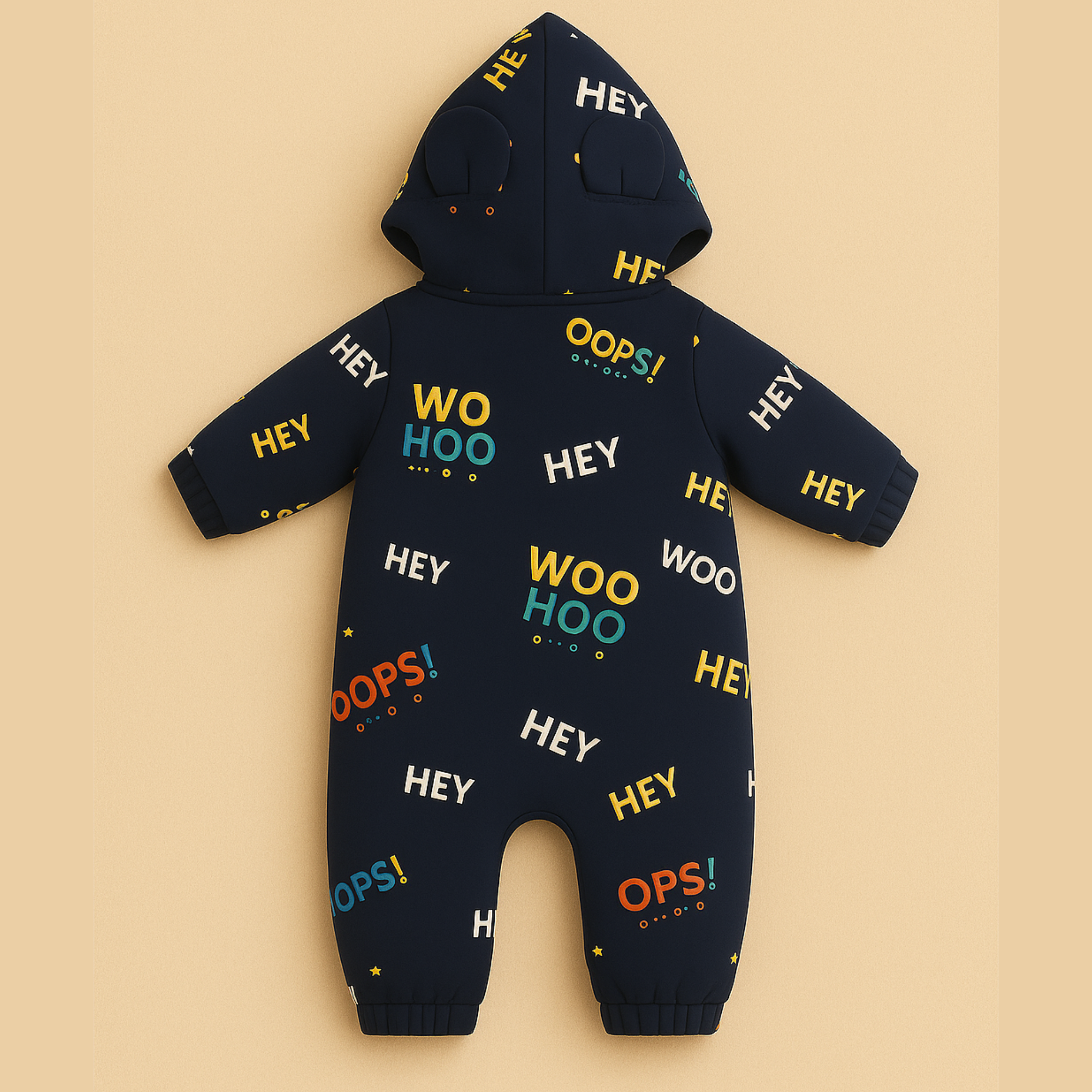 Playful Print Hooded Sleepsuit