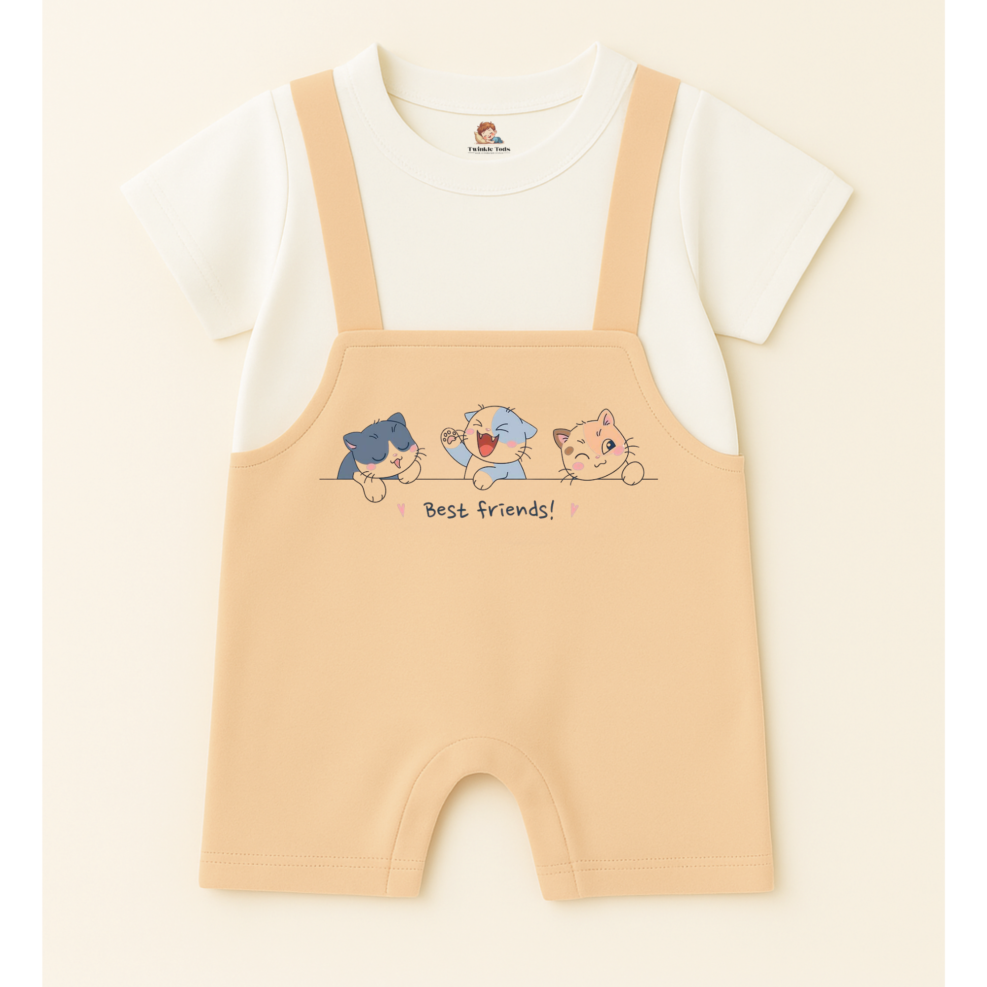 Best Friend Dungaree Romper (Peach)