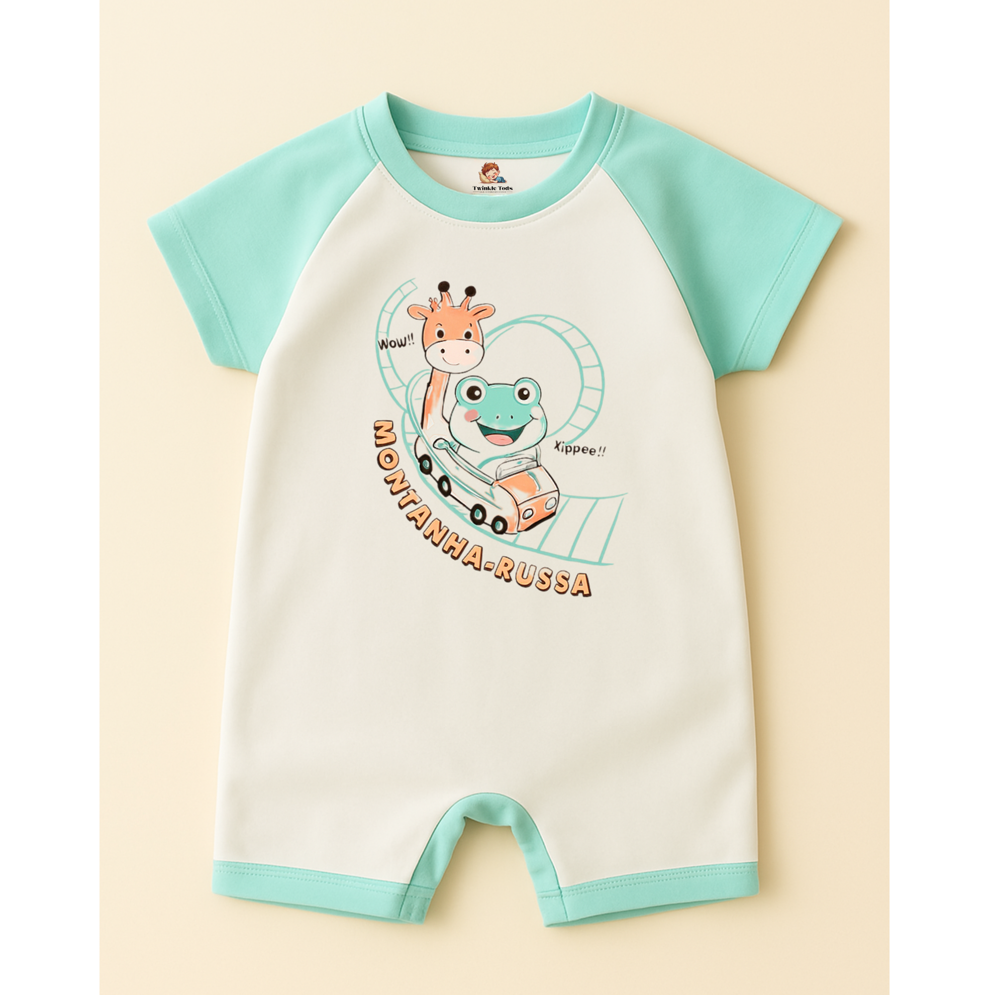 Rollercoaster Mint And White Romper