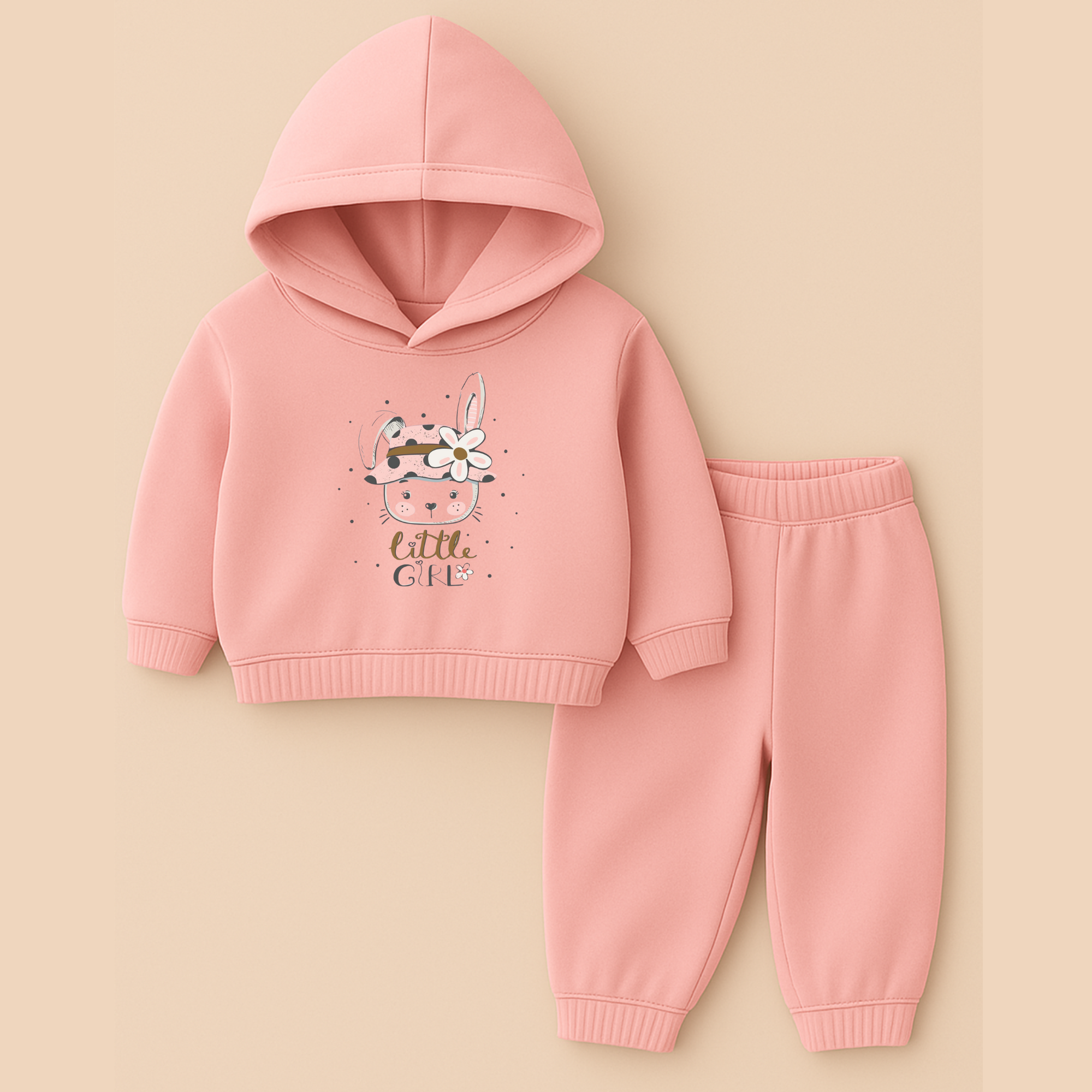 Floral Bunny Hoodie Set