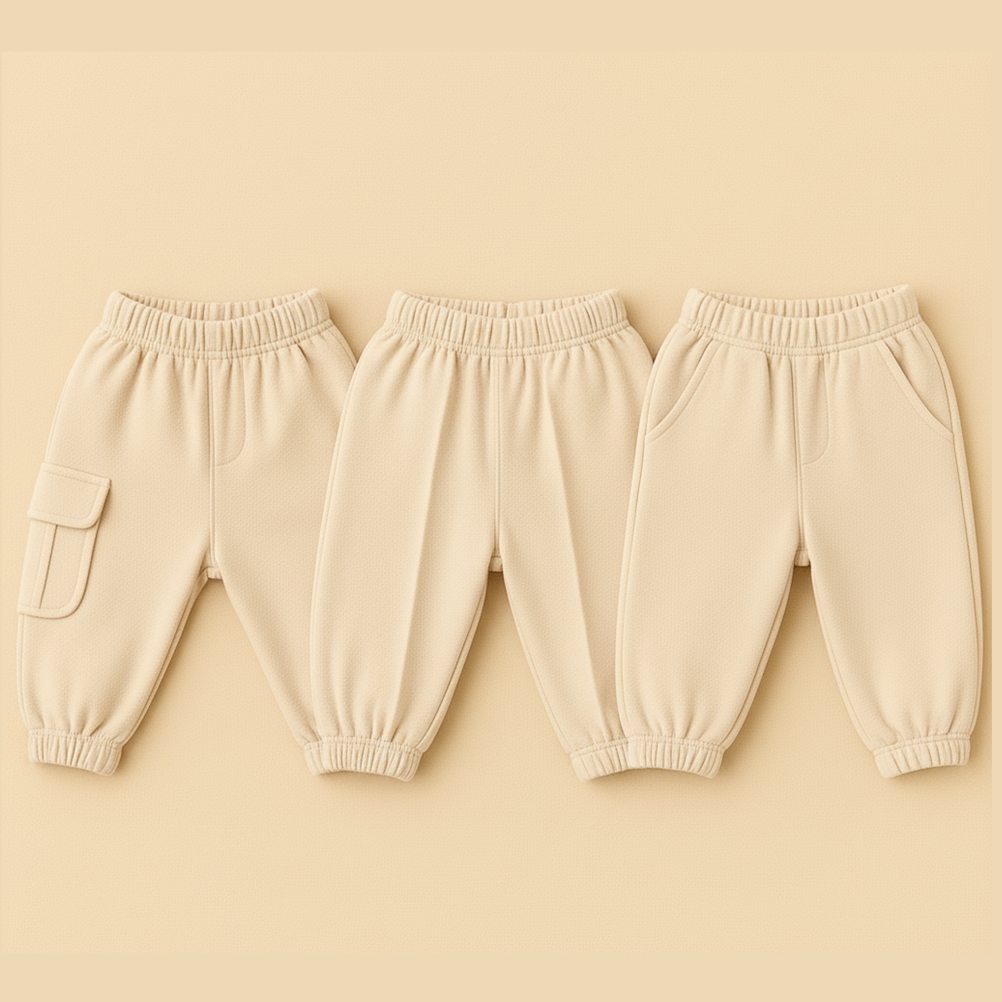 Cream Pack of 3 Trousers