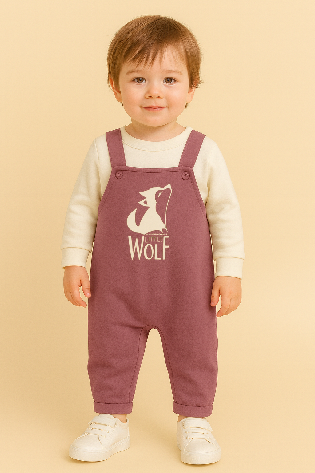 Little Wolf Winter Dungaree Romper