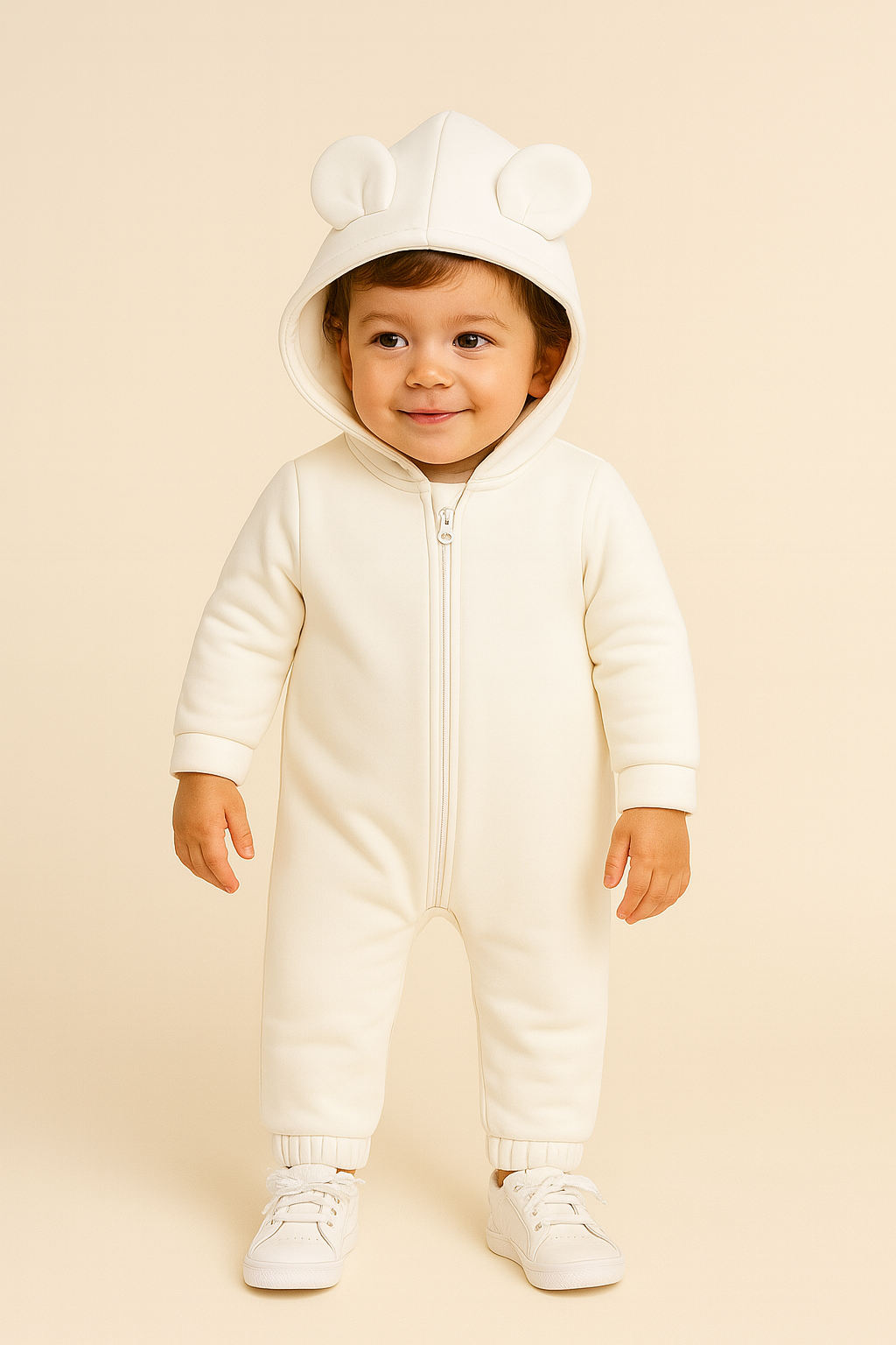 Cream Hooded Sleepsuit