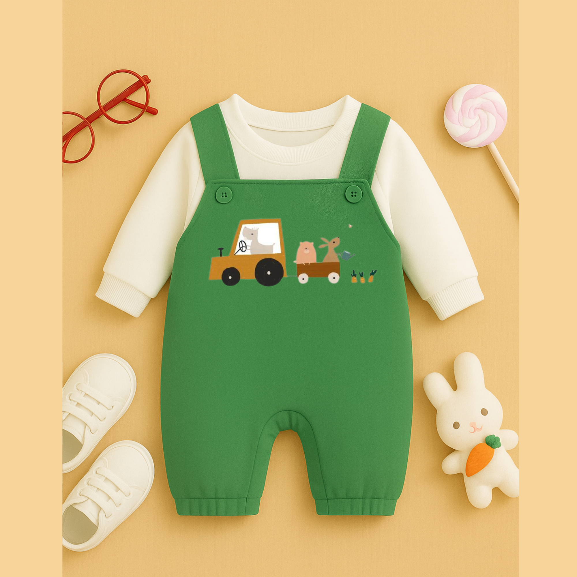 Farm Work Winter Dungaree Romper