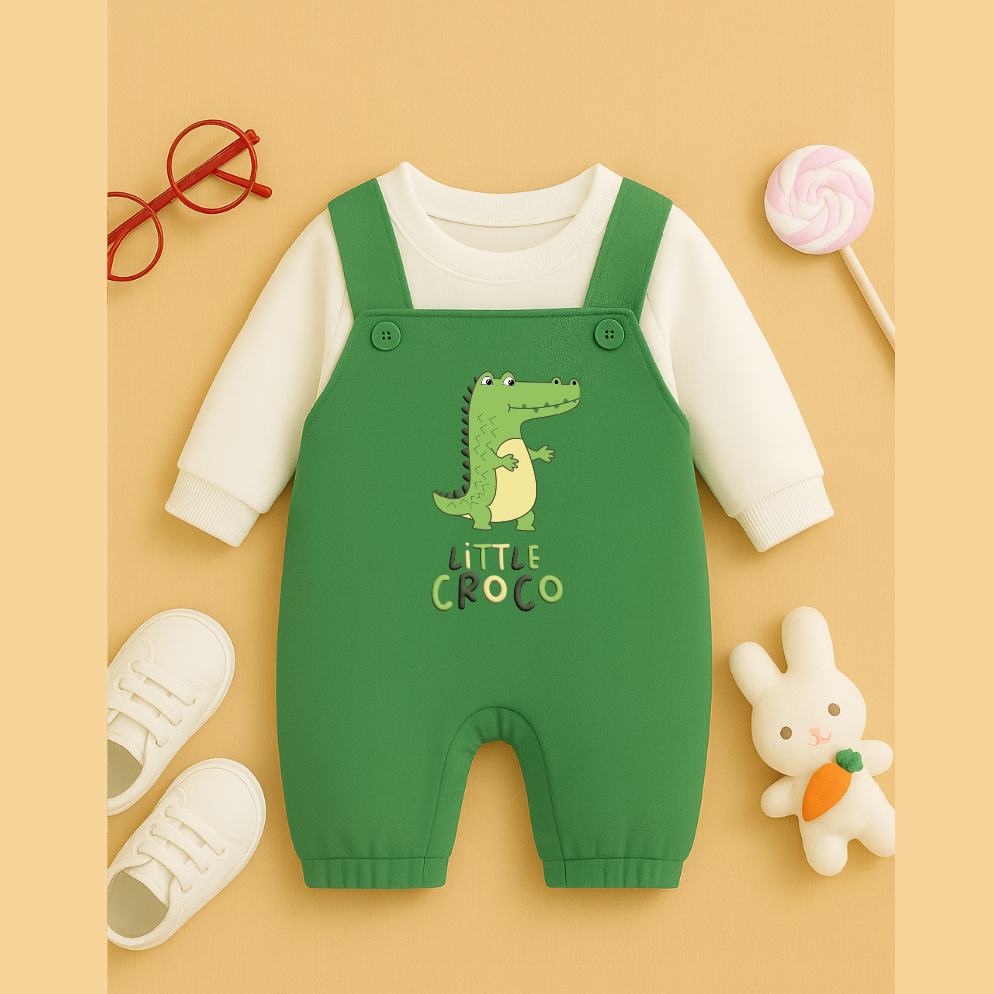 Little Croco Winter Dungaree Romper