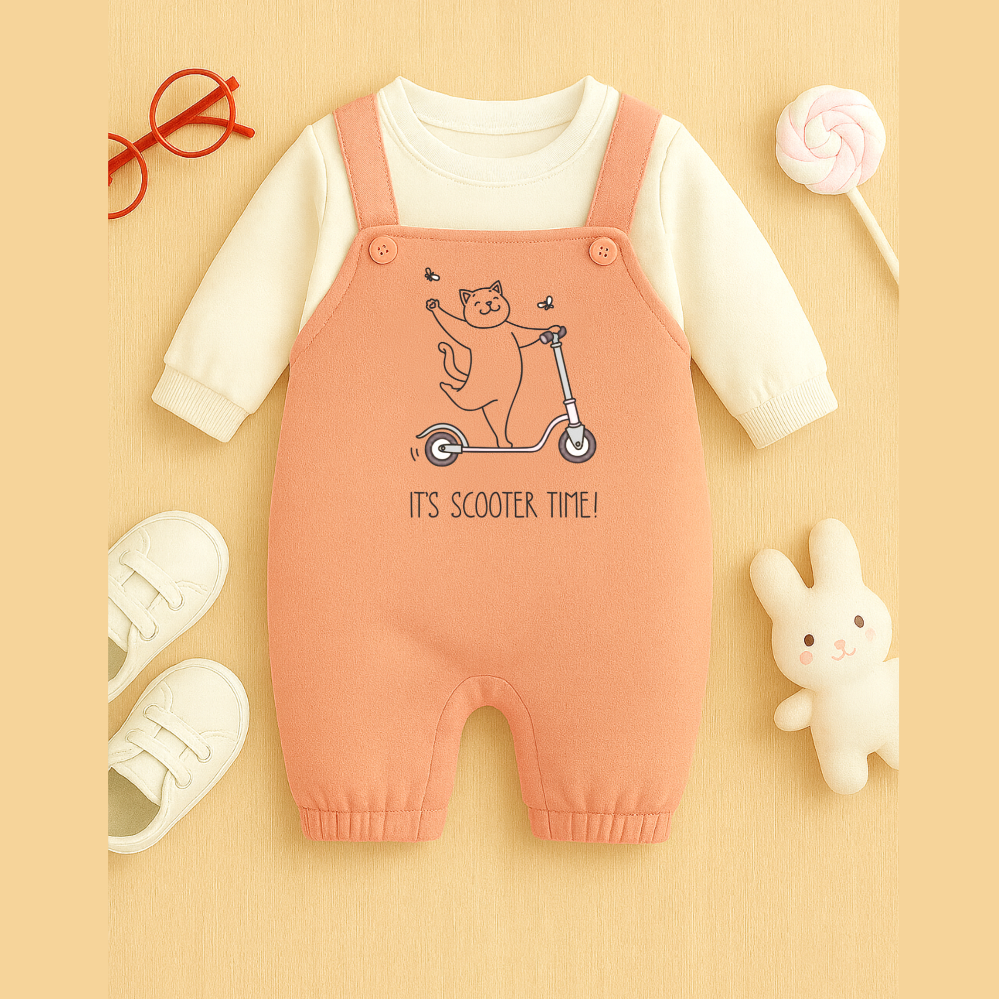 Scooter Time Winter Dungaree Romper