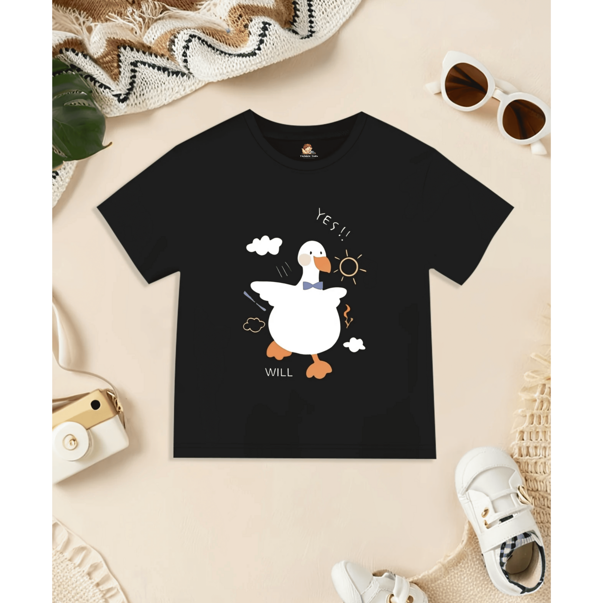 Duck Printed Basic Tee (Black)