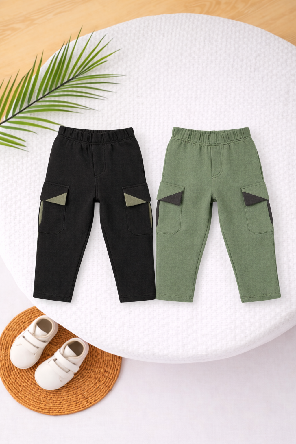 Summer Cargo Pants – Pack of 2 (Army Green & Black)