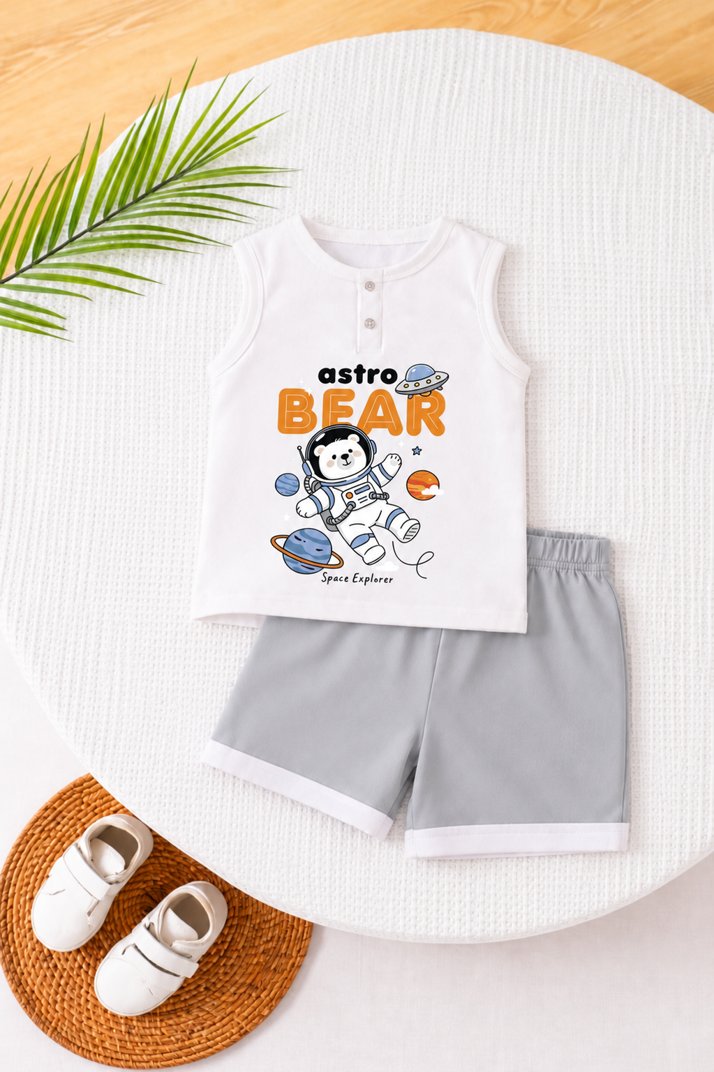 Astro Bear Henley Sando Set | Twinkle Tods