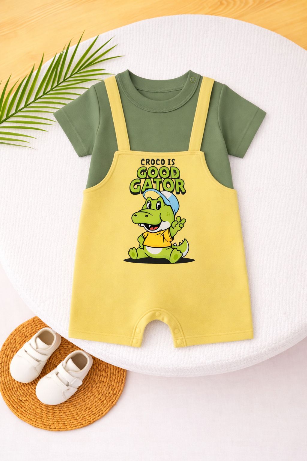 Good Gator Printed Dungree Romper