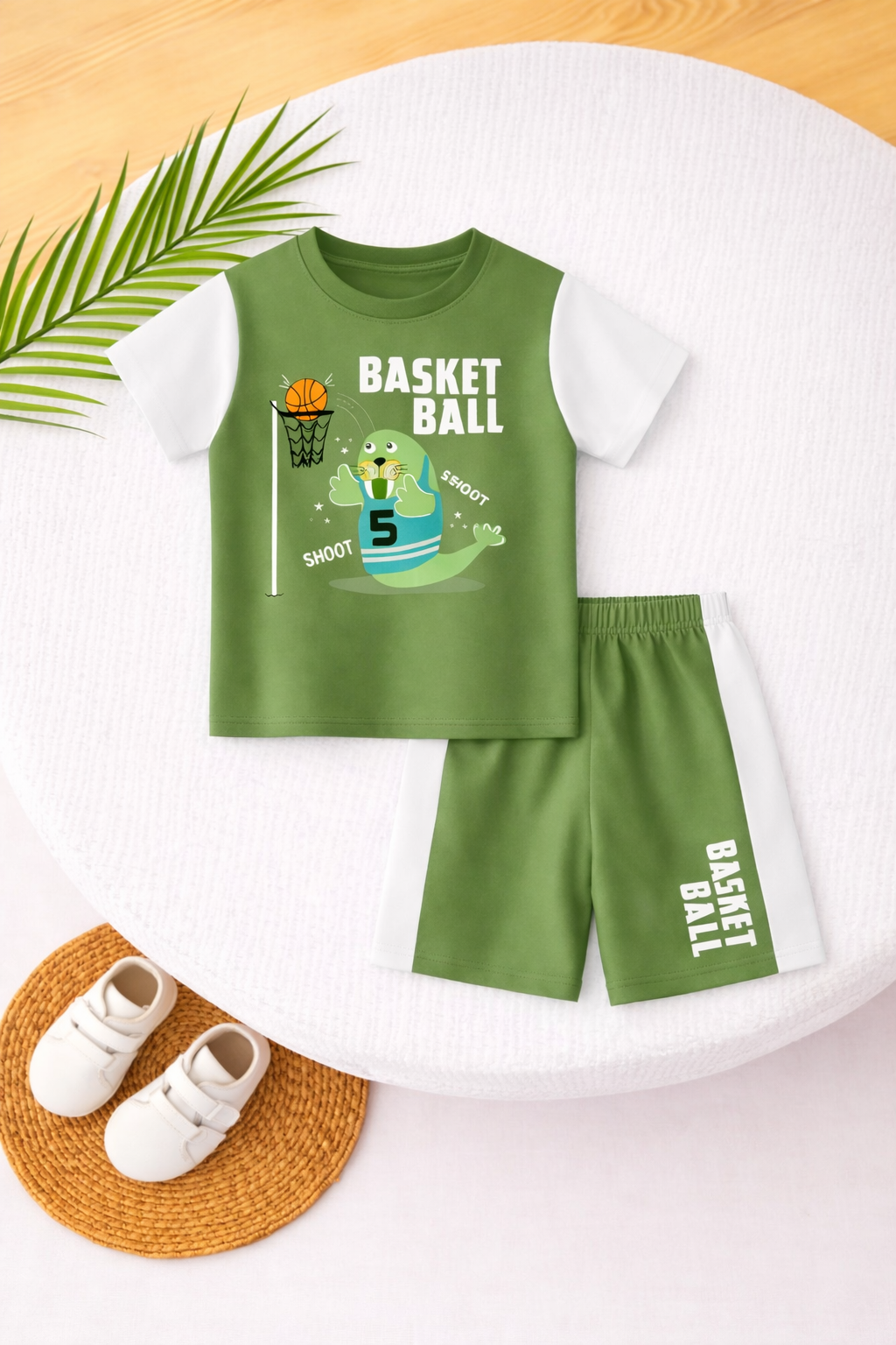 Basketball Seal Printed Short Set