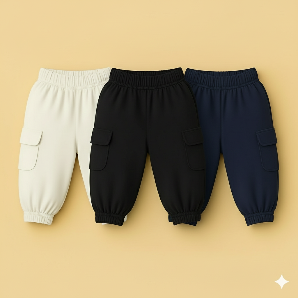 Pack Of 3 cargo pockets ( Offwhite,Black,Navy blue )