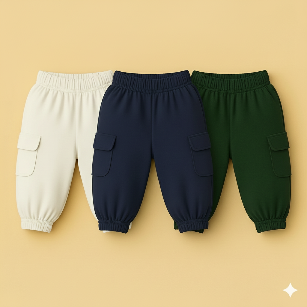 Pack Of 3 cargo pockets ( Offwhite,Navy blue,Forestgreen )