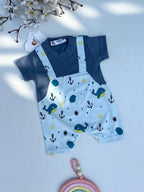 Navy Turtle & Whale Dungree Romper