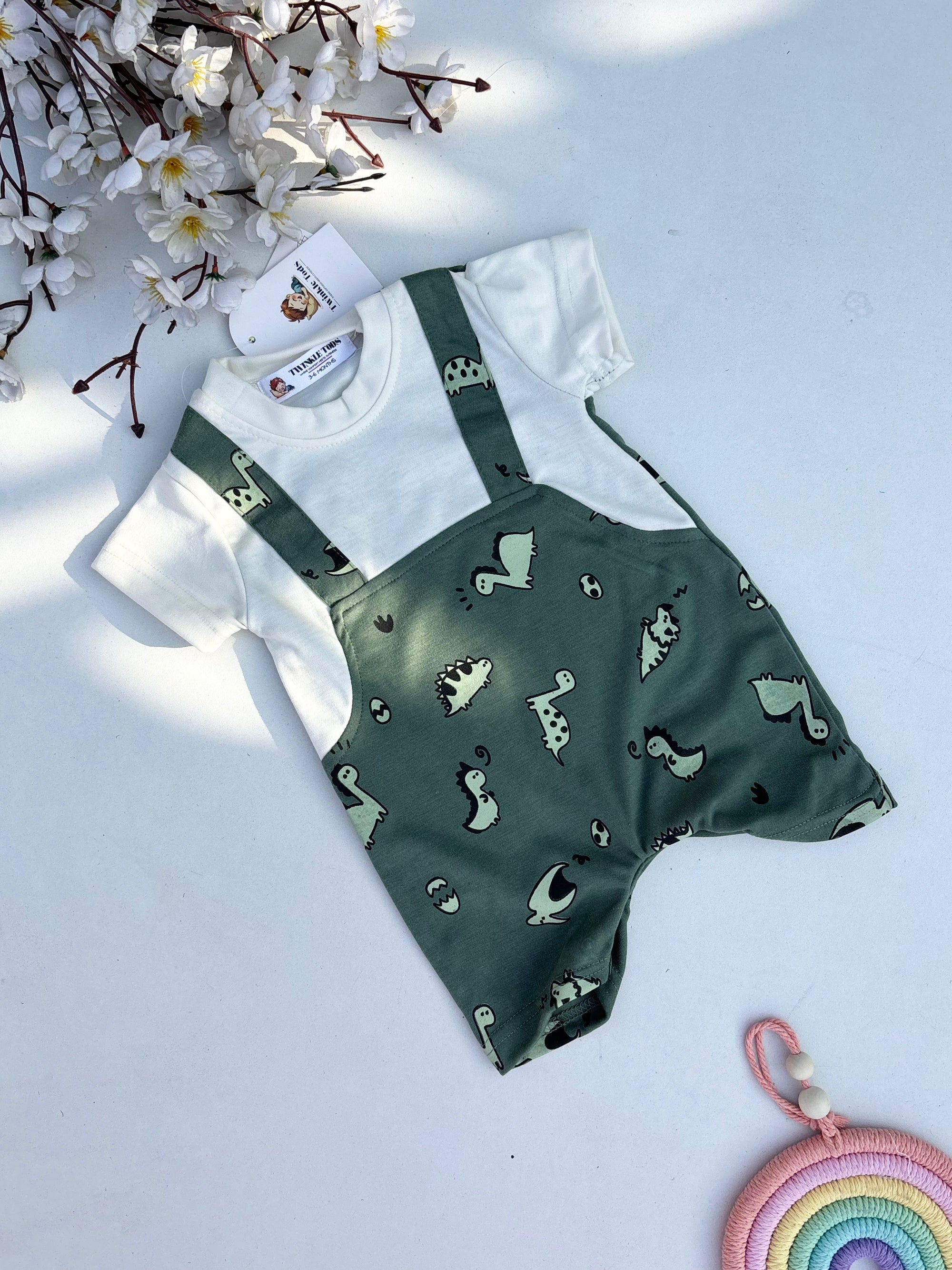 Mini Dino Explorer Dungree Romper