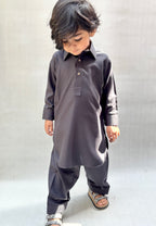 Dark Grey Blended Kameez Shalwar