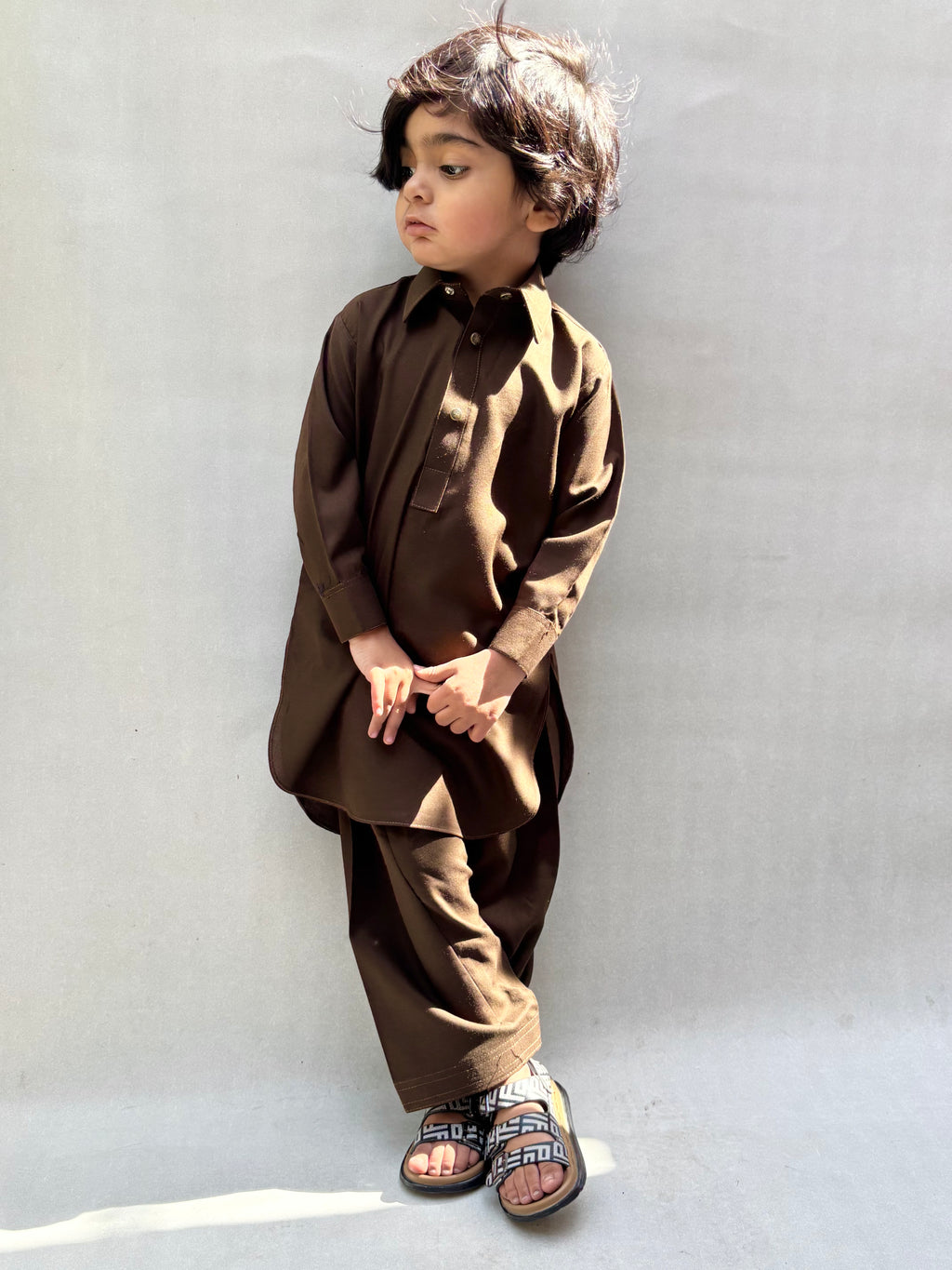 Brown Blended Kameez Shalwar