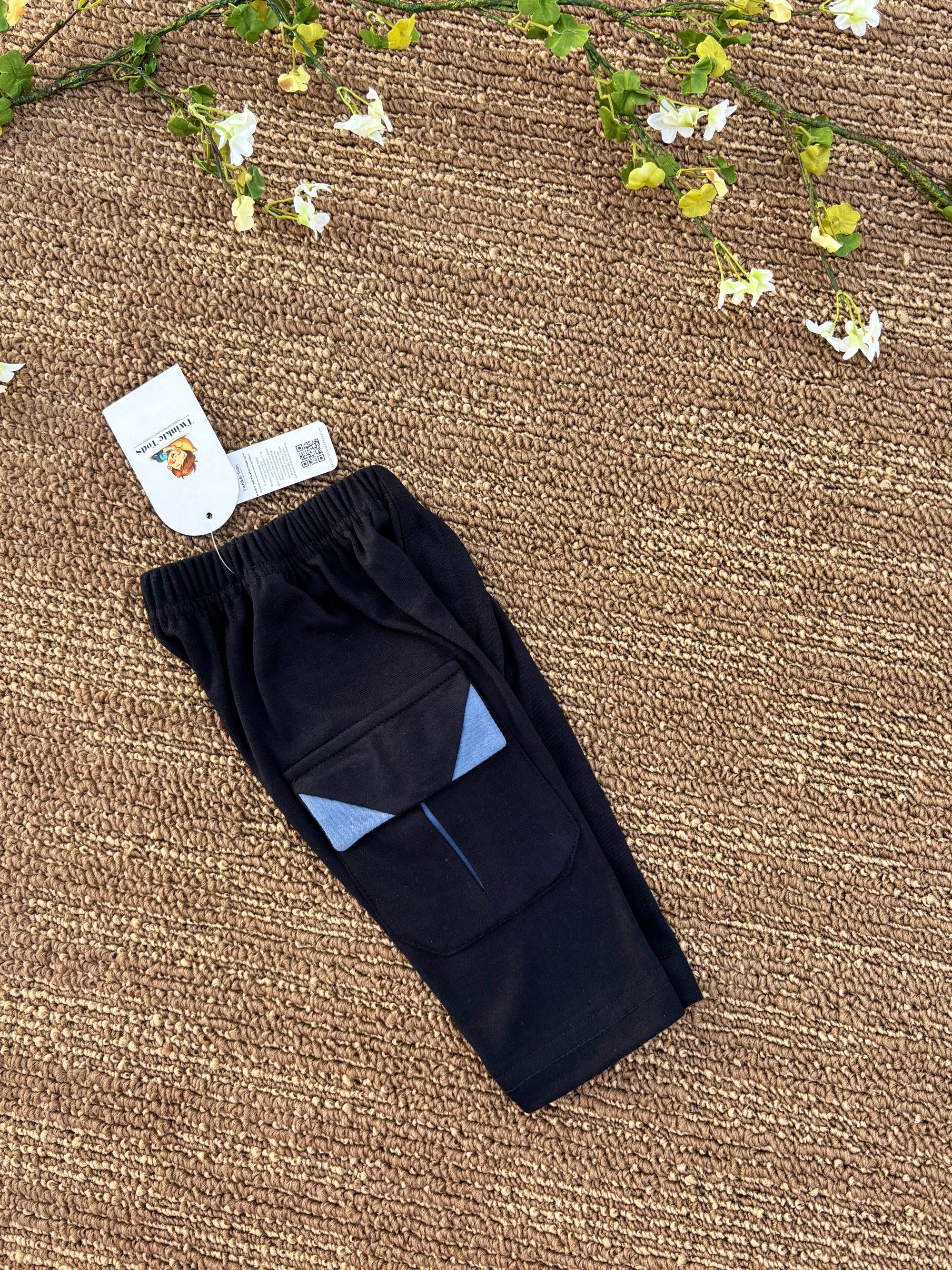 Dual Tone Cargo Pants (Black & Steel Blue)