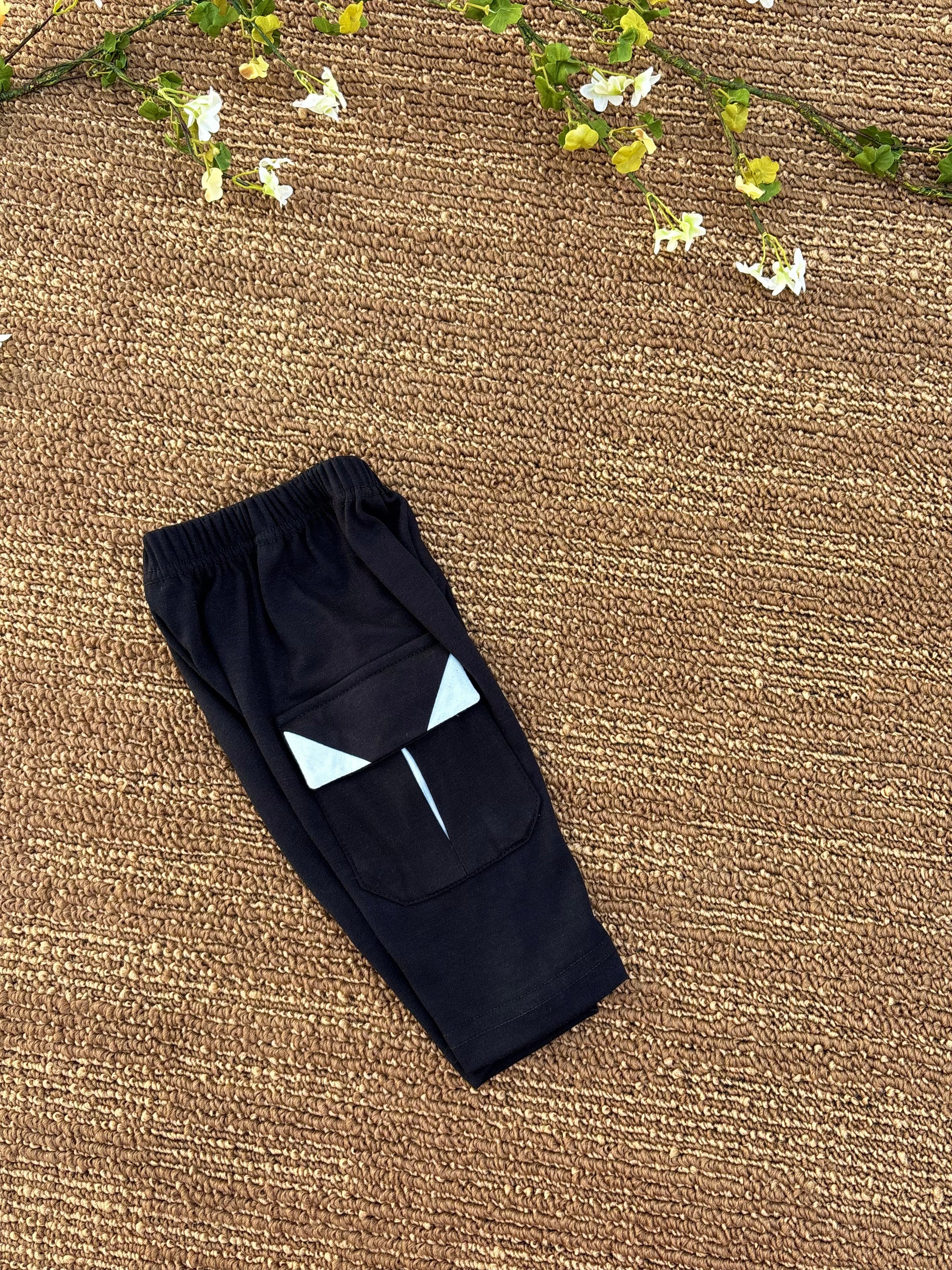 Dual Tone Cargo Pants (Black & Sky Blue)