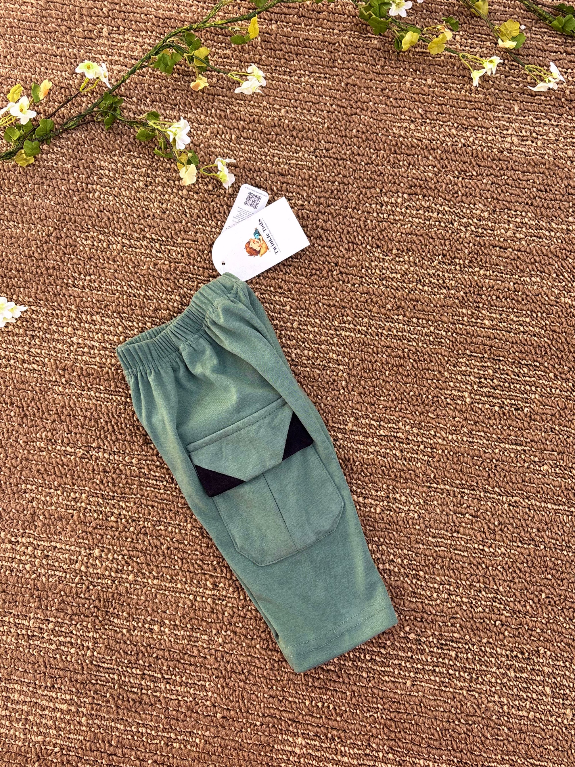 Dual Tone Cargo Pants (Army Green & Black)