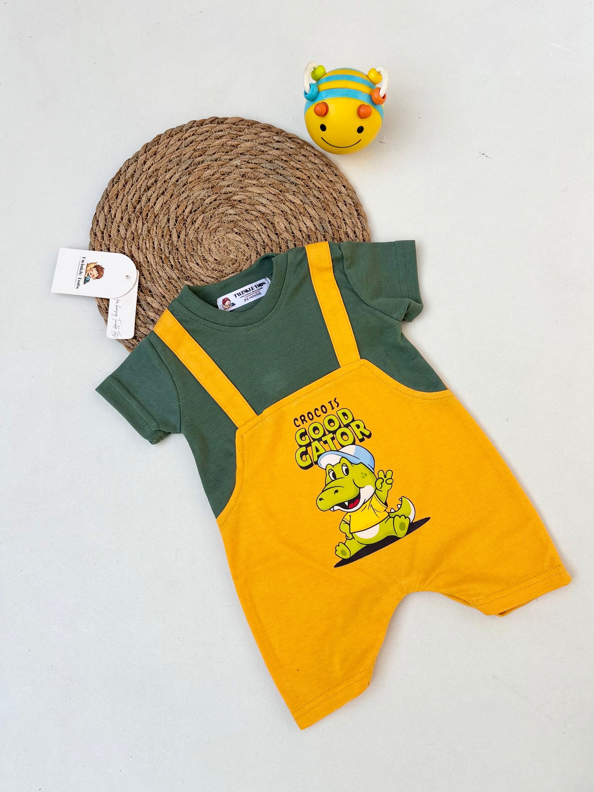 Good Gator Printed Dungree Romper