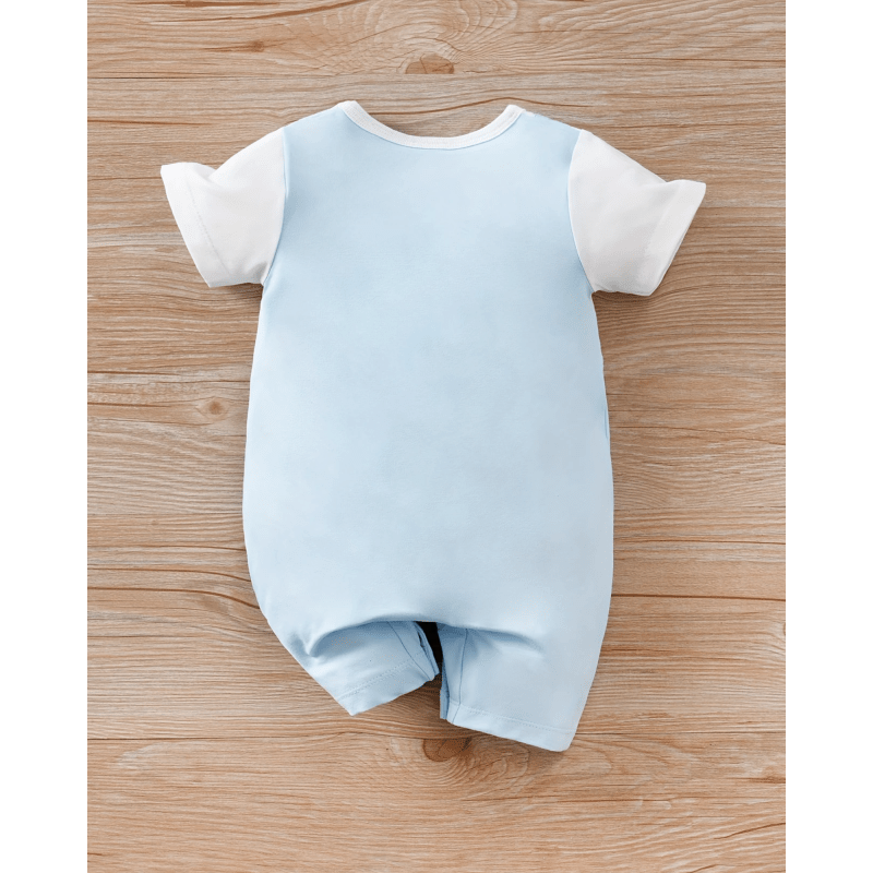 Blue Bear Face Baby Romper