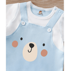 Blue Bear Face Baby Romper