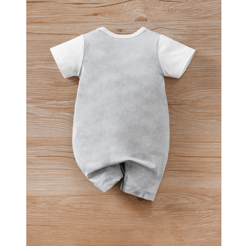 Grey Bear Face Baby Romper