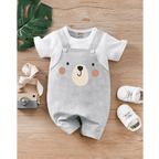 Grey Bear Face Baby Romper