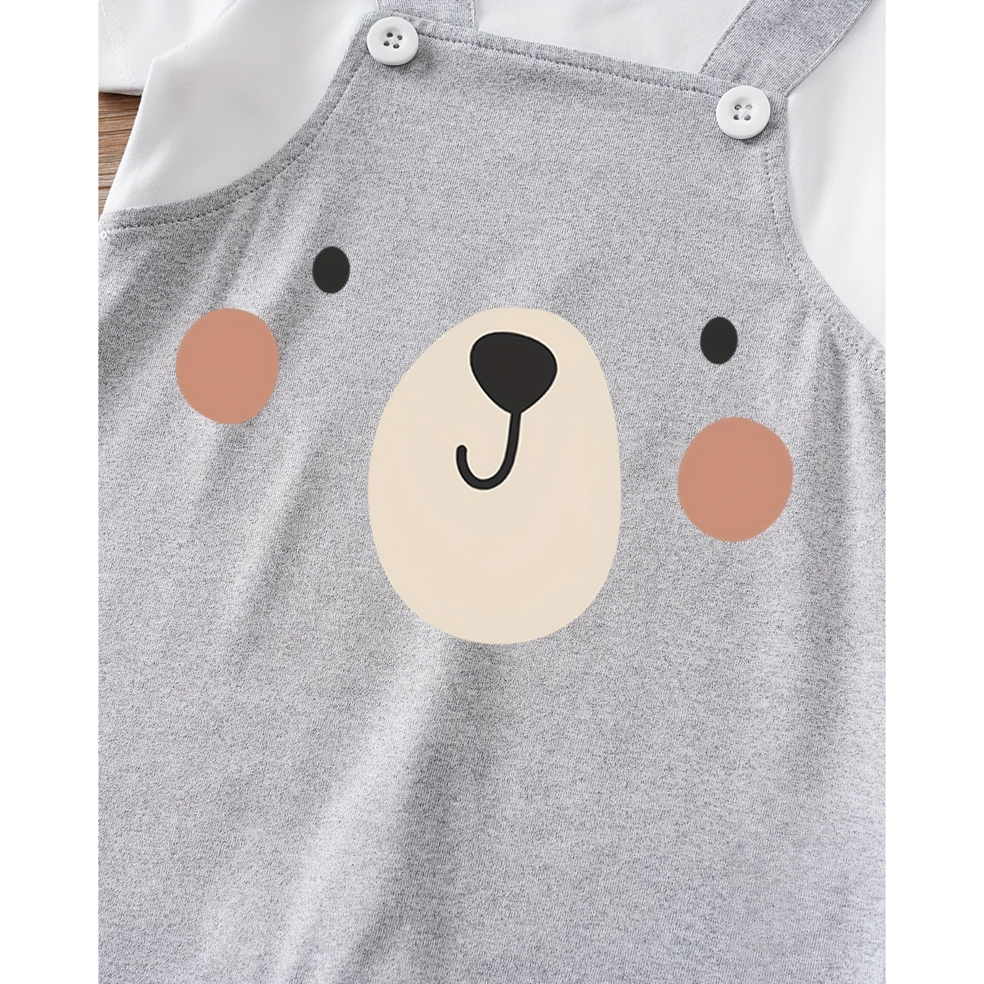 Grey Bear Face Baby Romper