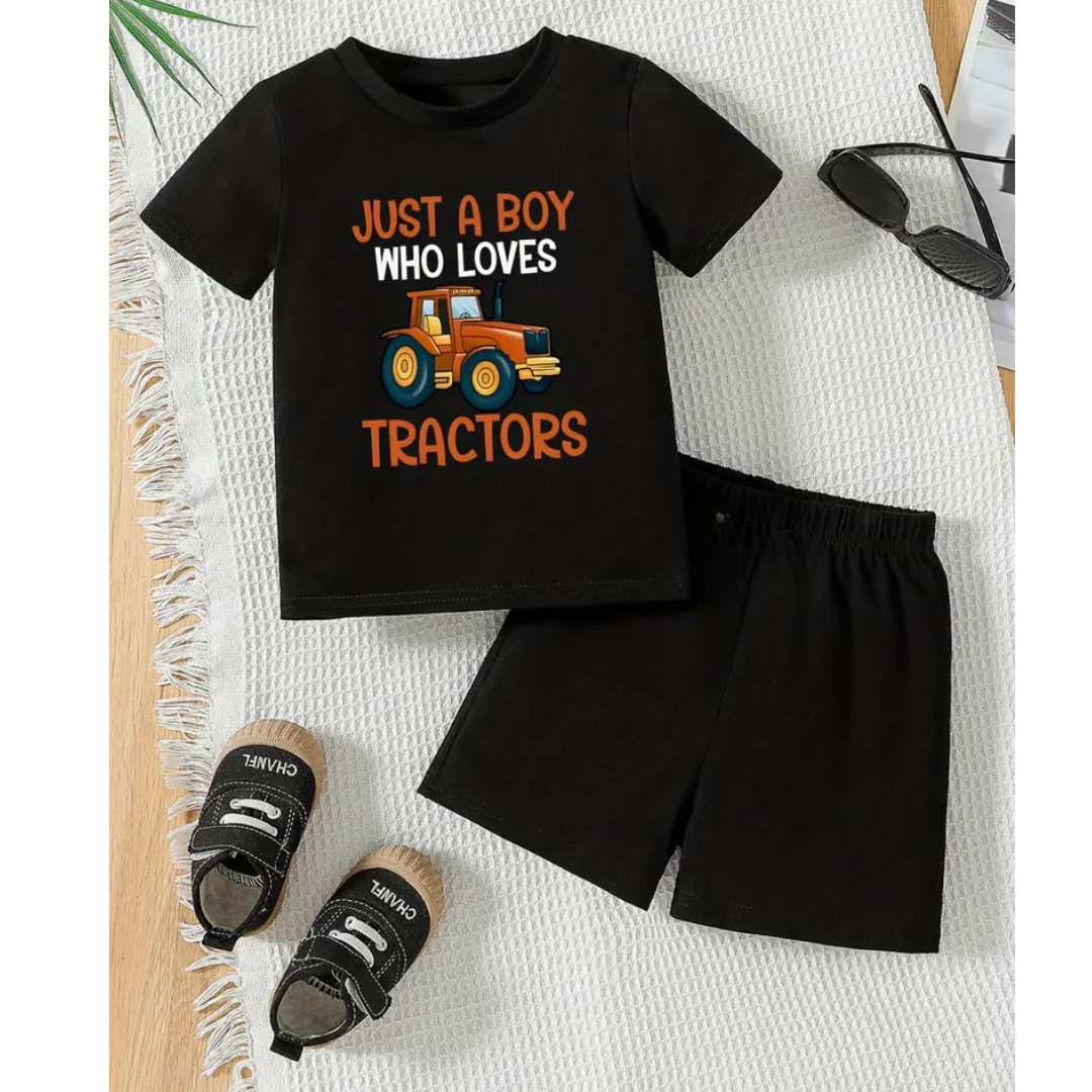 Just a Boy Tractor Short Set