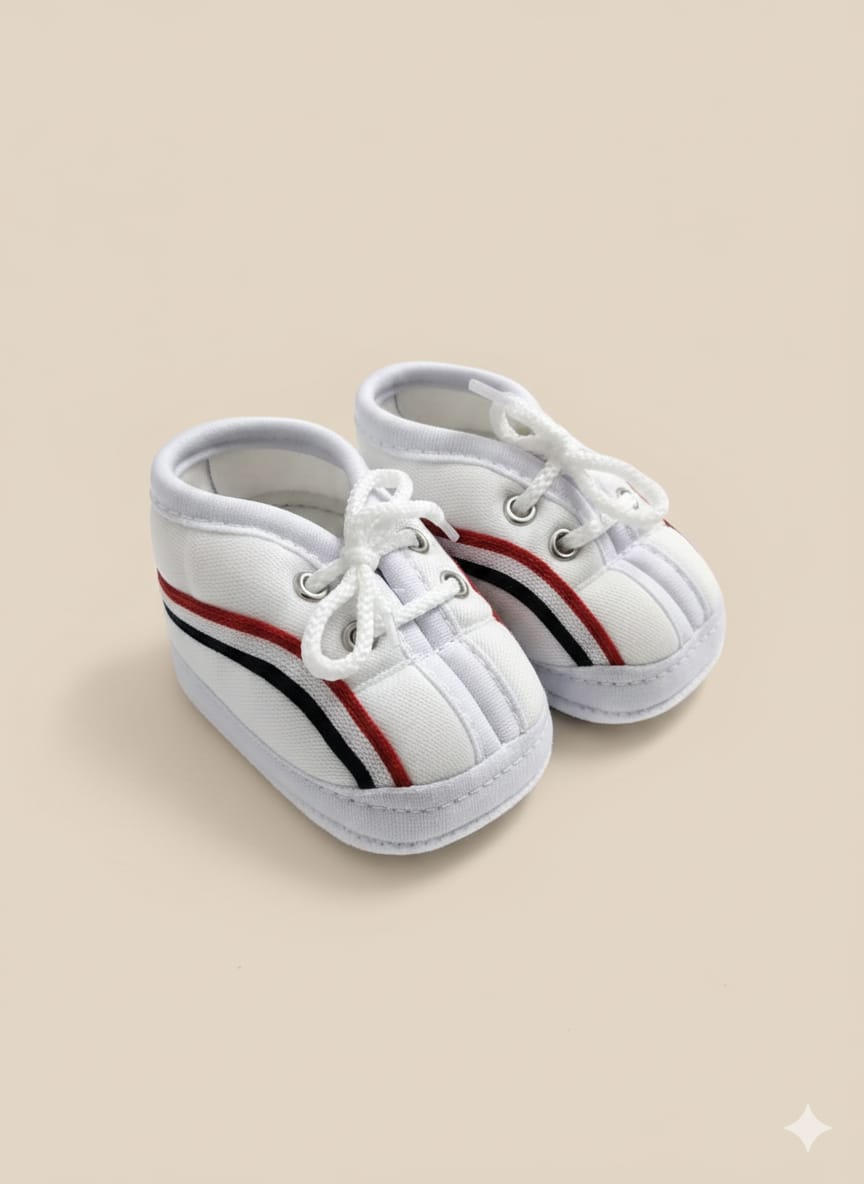 White And Red Canvas Shoes