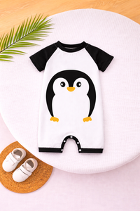 Penguin Printed Black & White Romper