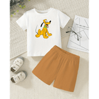 Pluto Cartoon Tee & Brown Short Set