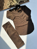 Brown Blended Kameez Shalwar