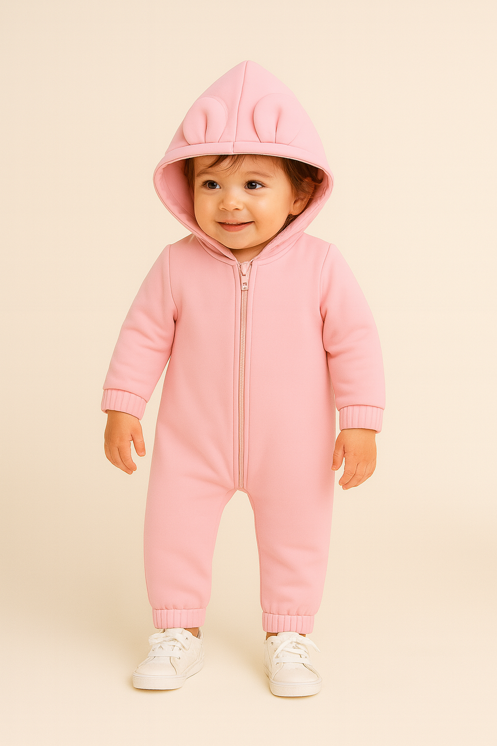 Pink Hooded Sleepsuit