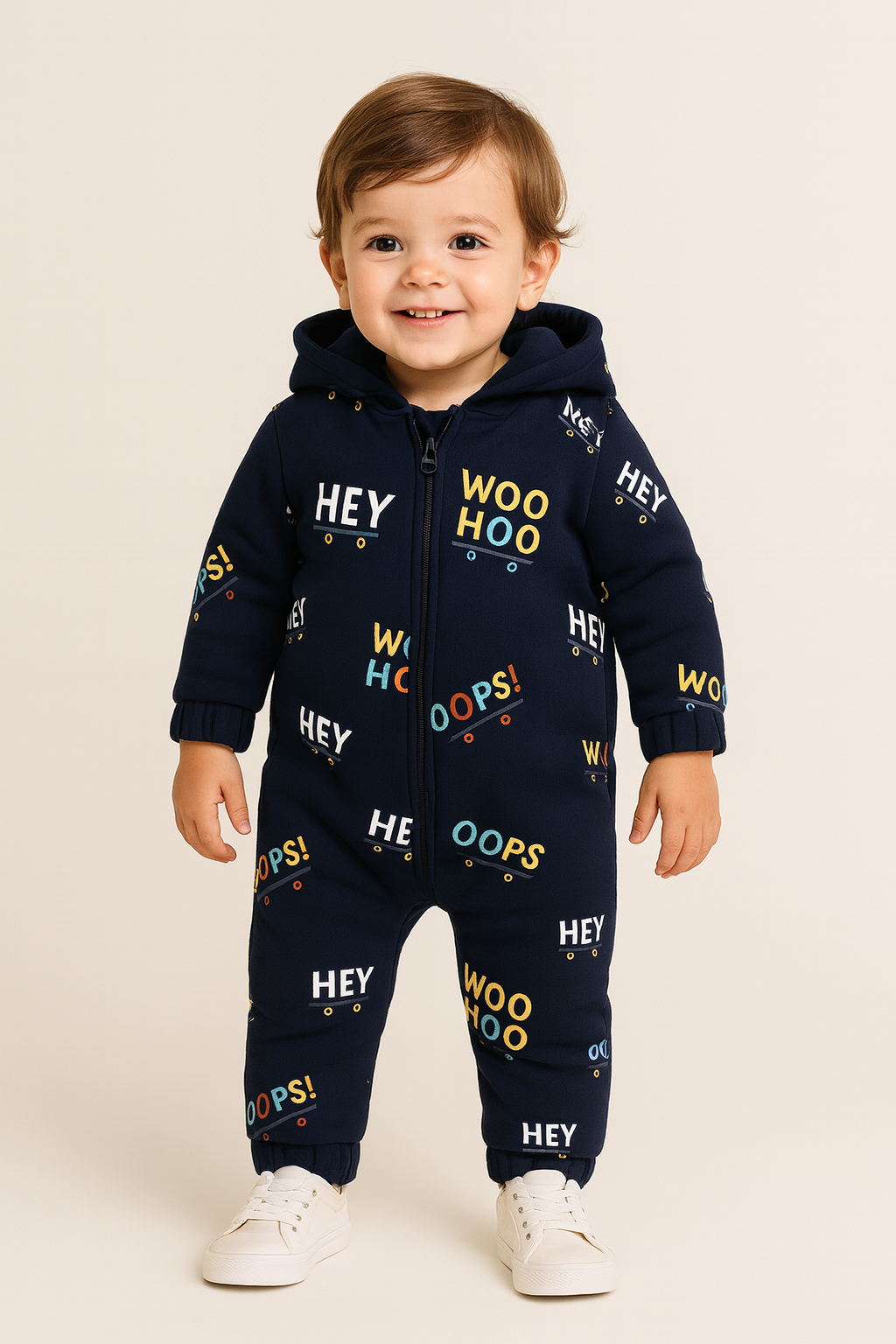 Playful Print Hooded Sleepsuit