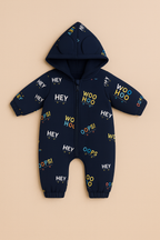 Playful Print Hooded Sleepsuit