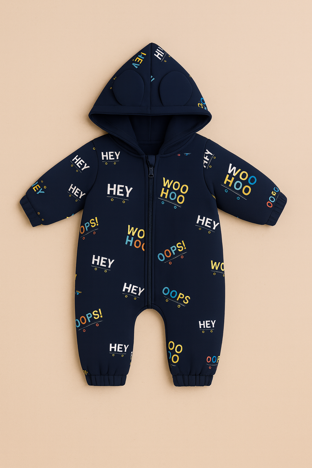 Playful Print Hooded Sleepsuit