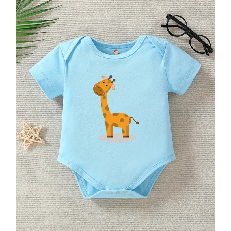 Giraffe Printed Romper (Blue)