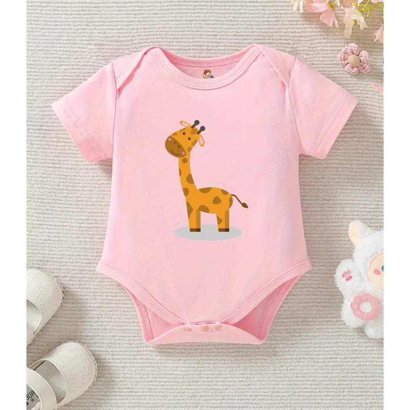 Giraffe Printed Romper (Pink)